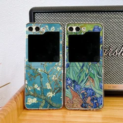 Luxury Van Gogh Oil Painting Phone Case For Samsung Galaxy Z Flip 7 6 5 4 3 Folding Hard PC Cover for Zflip 3 Clear Fundas