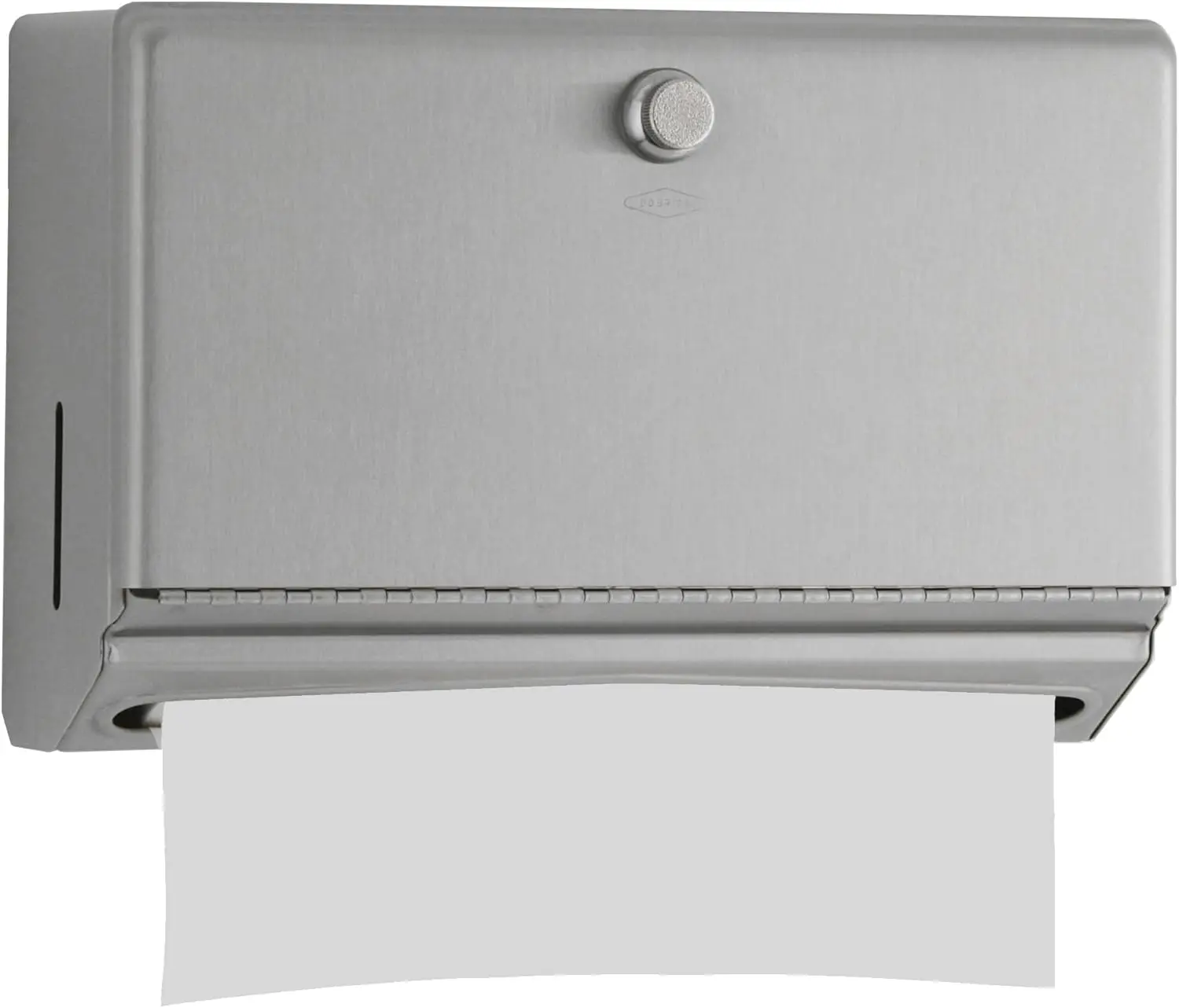 

Stainless Steel Surface-Mounted Paper Towel Dispenser, Satin Finish, Knob-Latch, 4" Length, 7-1/8" Height, 10-3/4" Width