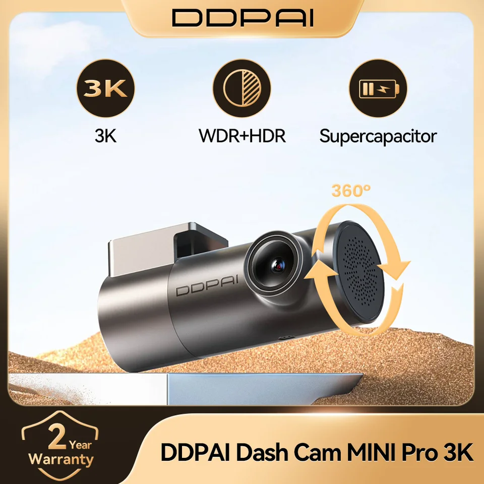 DDPAI MINI Pro 대시캠 3K HDR 1620P 차량용 DVR WiFi 야간 시야 WDR 음성 제어 24시간 주차 모니터링 143 °   FOV