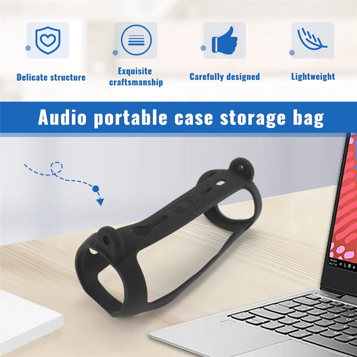 ROO For JBL Flip 6 Case Cover Audio Storage Bag with Shoulder Strap Carabiner Travel Carrying Protective Storage Bag
