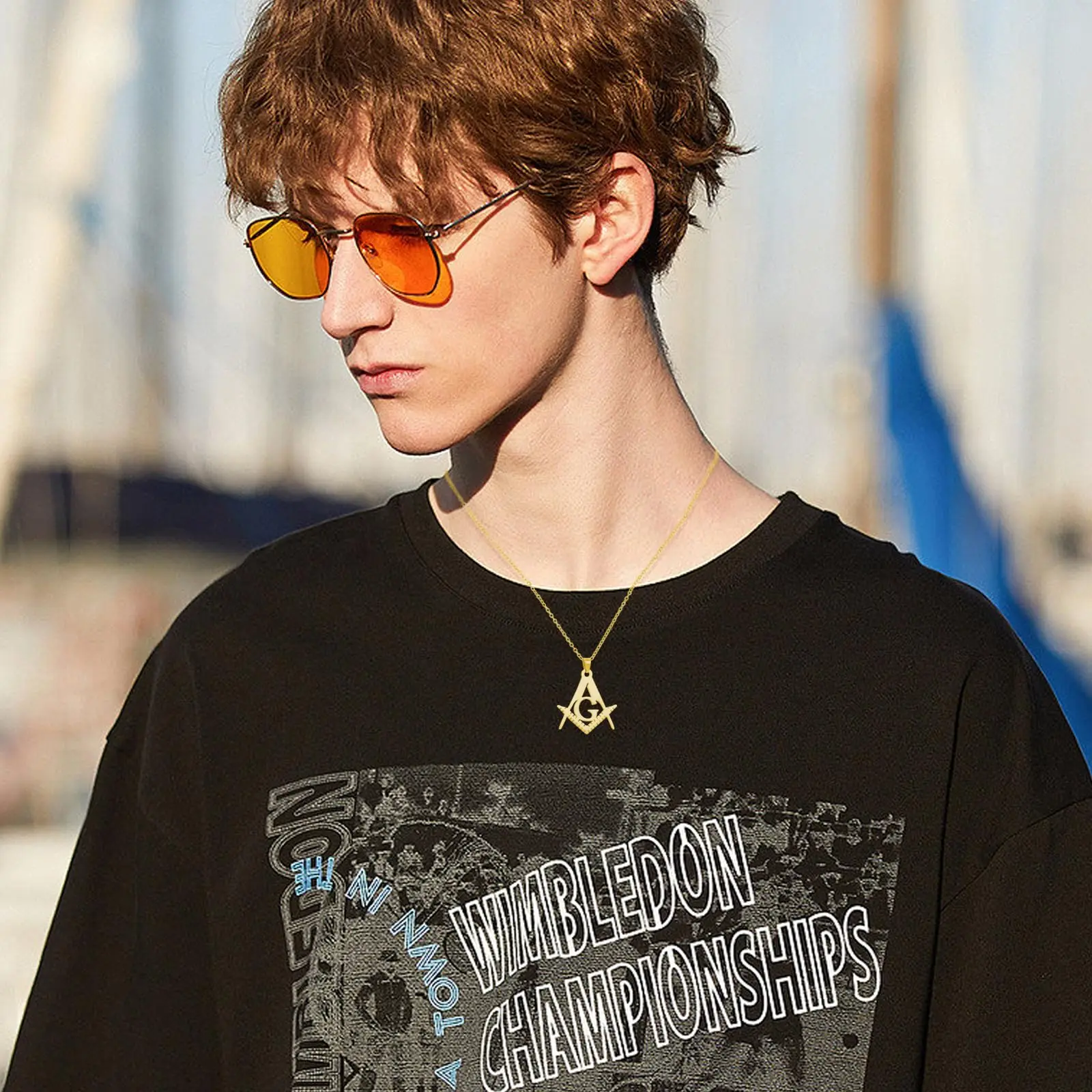 VASSAGO Masonic Necklace for Men Mason Symbol Necklace Accepted Mason Pendant Stainless Steel Jewelry view 2