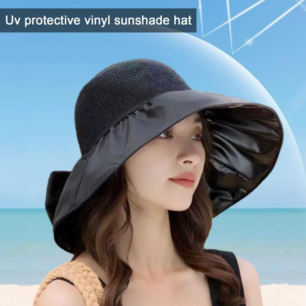 

Summer UV Hat UFP 50+ Fisherman Cap Sun Hat Portable Foldable Wide Brim Bow Ponytail Sun Hats Adjustable
