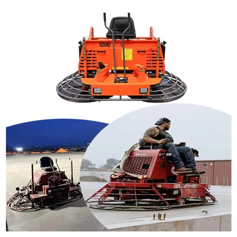 Ride vibrating concrete floor buoys leveling and polishing power spatula and helicopter