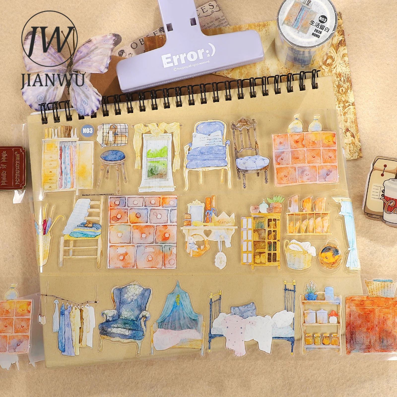 JIANWU 55mm*5m Vintage Window Life Landscape Material Collage Scrapbooking PET Tape Creative DIY Journal Stationery