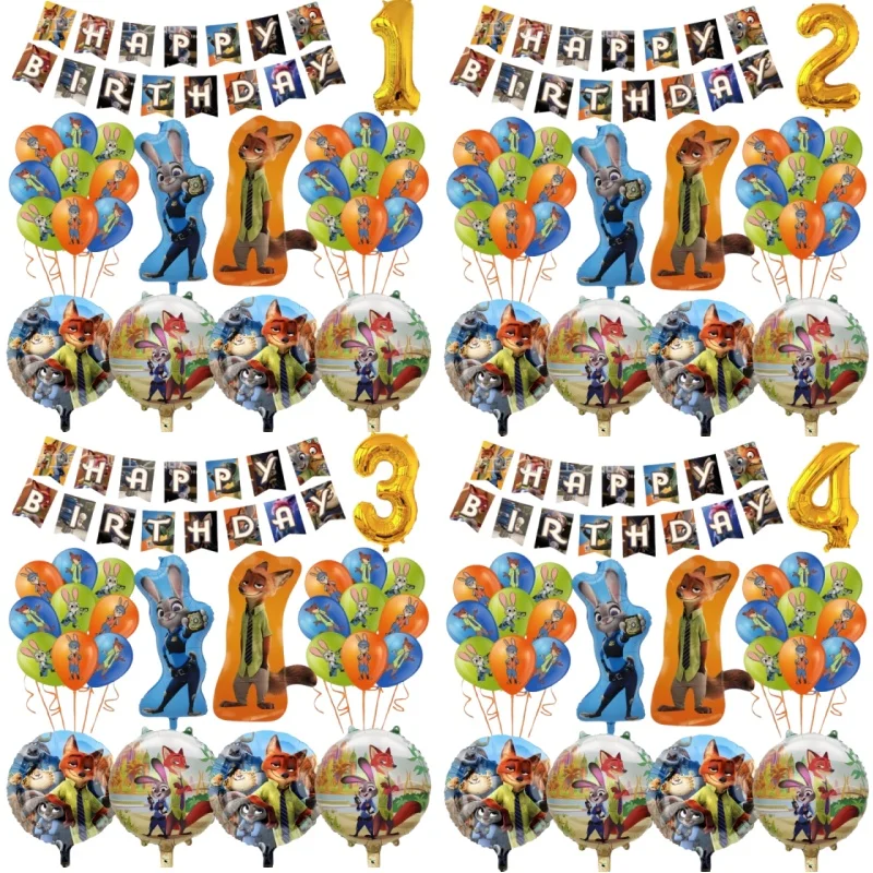 

26 шт./компл. воздушный шар с зоотопией, тема Джуди Ника, детские украшения для дня рождения, детский душ, домашняя вечеринка, игрушки с кроликом и лисой, поставка