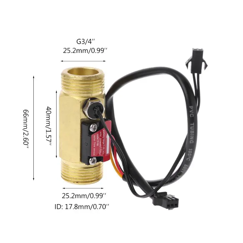 Imagem -02 - Interruptor de Fluxo de Água do Sensor de Fluxo com Detecção de Temperatura para a Turbina Sensor Líquido de Cobre Escudo Hall Medidores de Fluxo E5be g3