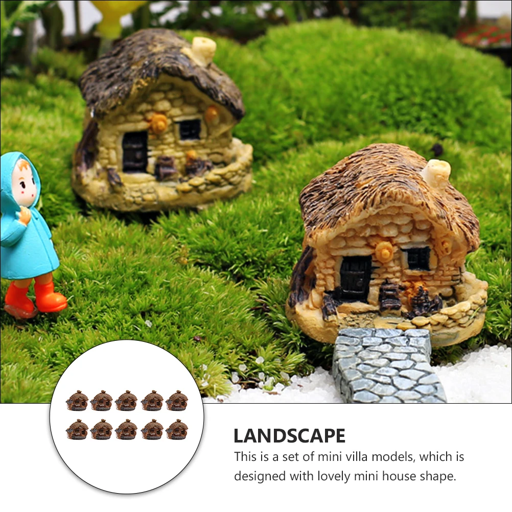 

10 Pcs Mini Villa Models Resin Made Durable Lovely House Shape Great for Aquarium Micro Landscaping Gifts Landscape Decor