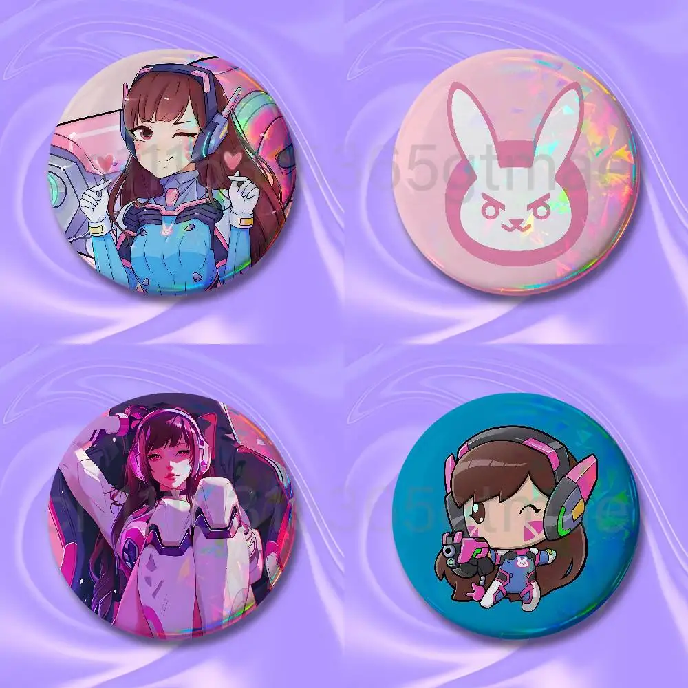 O-Overwatch Cute D-D.Va Artist Alley Fan-made Merch Custom Badges 75mm 44mm 25mm 32mm 58mm Collect Gifts Large