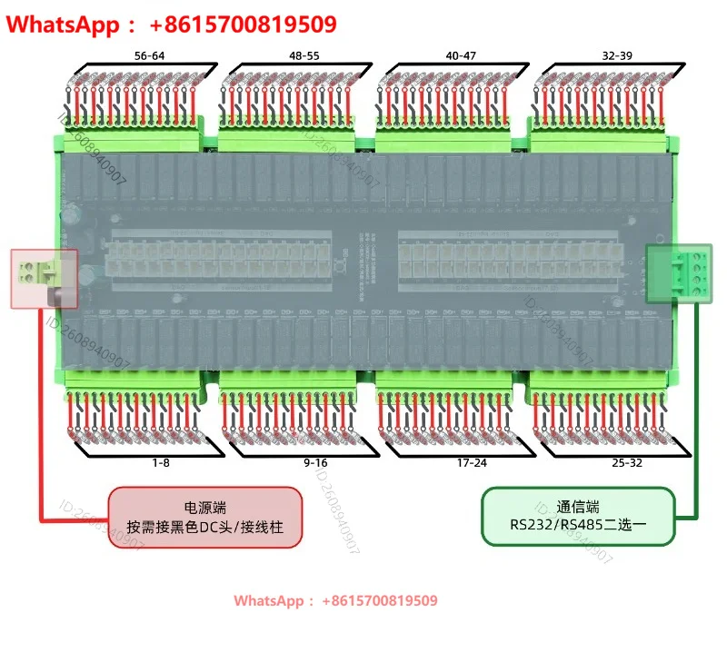 64-Channel relay module modbus LABVIEW IO card I/O intermittent rotation delay control