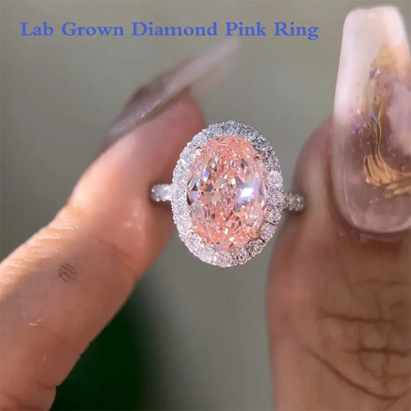 

Платиновый сертификат IGI 950, основной камень 3 карата VS-VVS, розовый овальный вырез, выращенный в лаборатории бриллиант, обручальное кольцо с ореолом для женщин