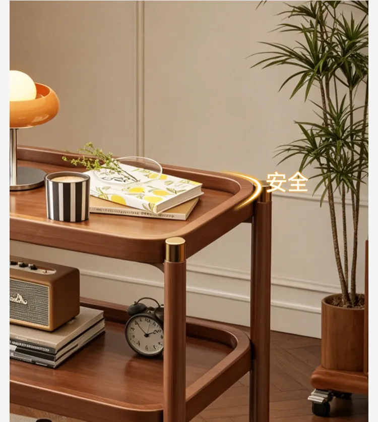 Sofa side side side cabinet antique movable living room trolley shelf coffee table leisure balcony small table image 5