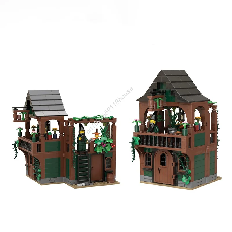 390 個 MOC 中世薬剤師城モデルビルディングブロック建設 DIY クリエイティブレンガ子供クリスマスギフトおもちゃ誕生日
