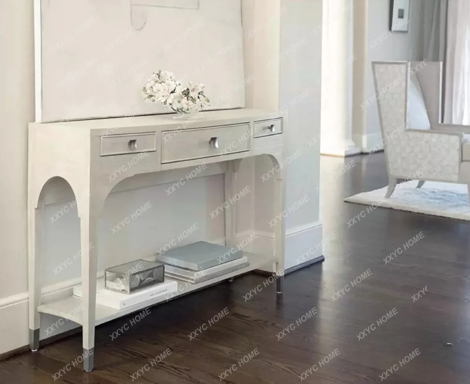 Solid wood entrance cabinet Decorative cabinet Corridor entrance table Sofa back Neoclassical entrance table