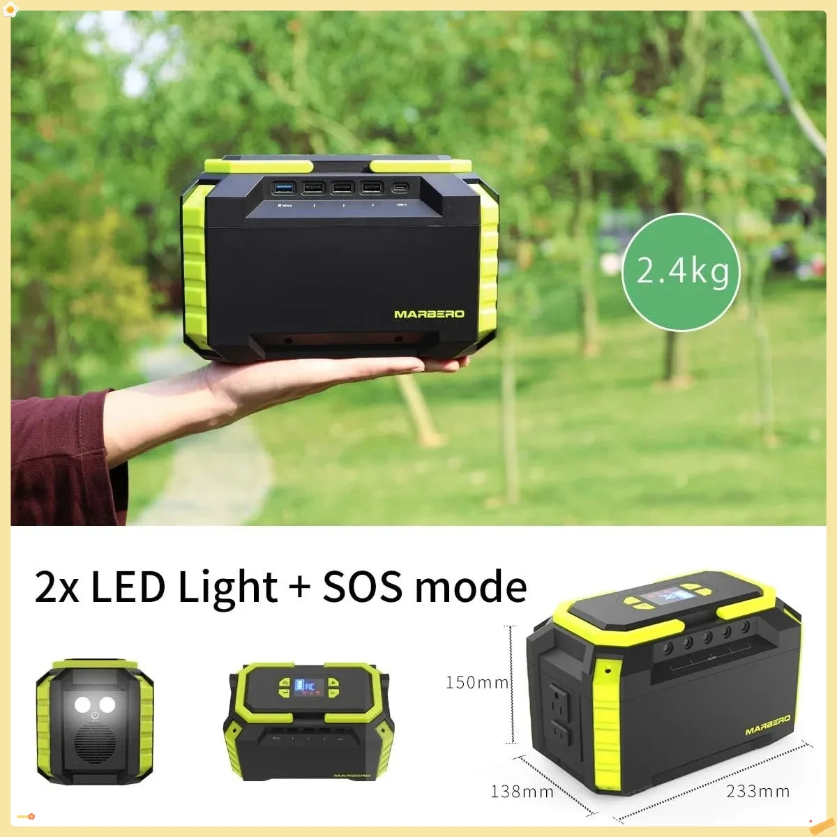 Fonte de alimentação portátil de 60000mAh 200W, tomada CA 110V para camping, emergência e máquina CPAP