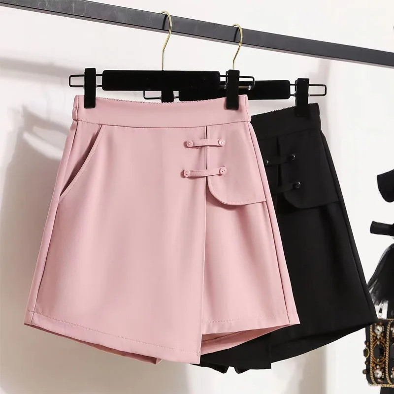 

New All Match Fashion Loose Micro Design Irregular A-line Skirt Pants Fashionable Solid Color High Waist Slimming Short Skirt