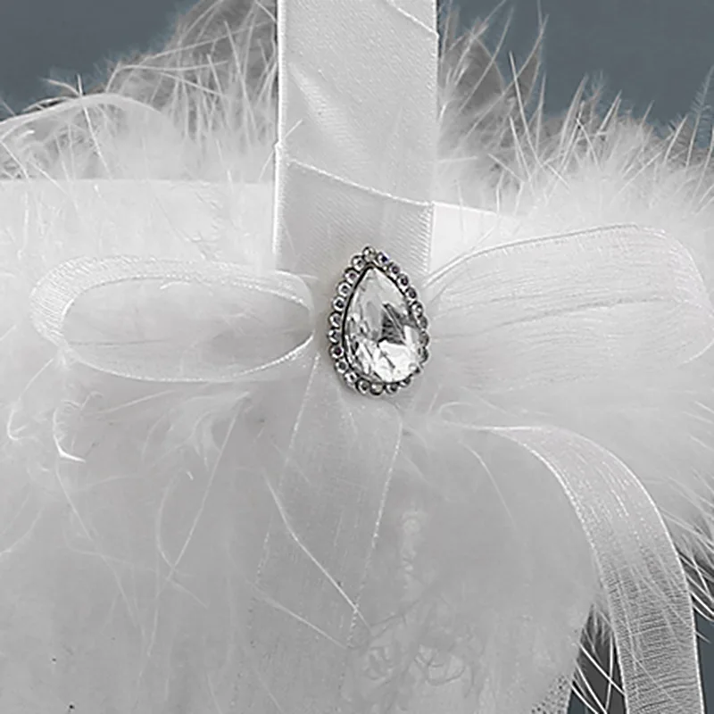 Cesta de flores de encaje de plumón occidental, cesta de flores blanca para boda al aire libre, suministros de boda de mano