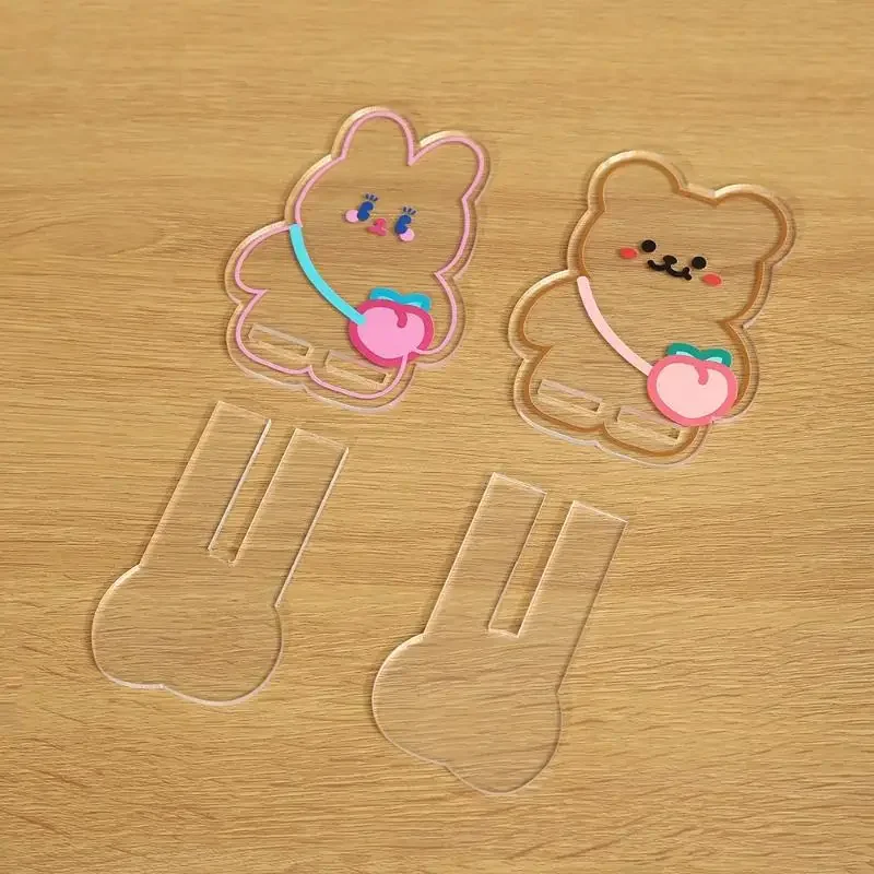 Cartoon Bear and Rabbit Acrylic Phone Stand: Cute, Creative and Detachable for Desktop Decoration