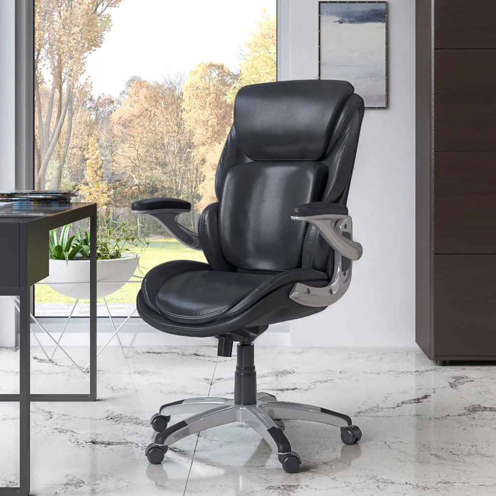 Serta 3-D Active Back Big & Tall Office Managers Chair with Memory Foam Seat, Black Bonded Leather Chairs