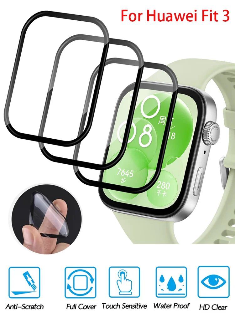 Защита экрана для Huawei Watch Fit 3 3D изогнутая Защита экрана для Huawei Watch Fit3 Ультра-HD полное покрытие защитная пленка