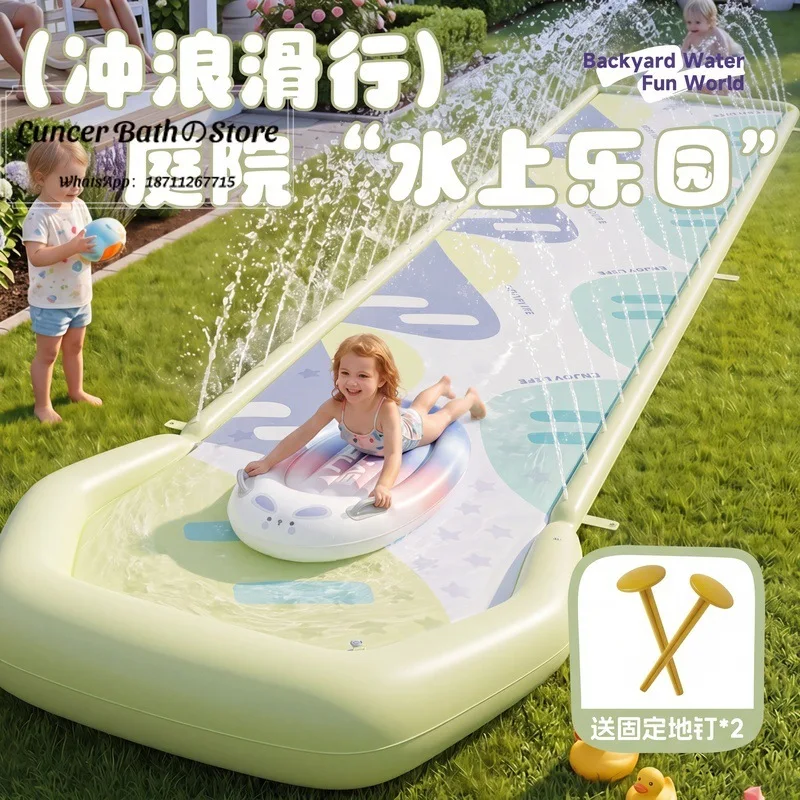 Cross-border PVC waterslide Outdoor surfing slide Household water park Inflatable water jet game Water mat