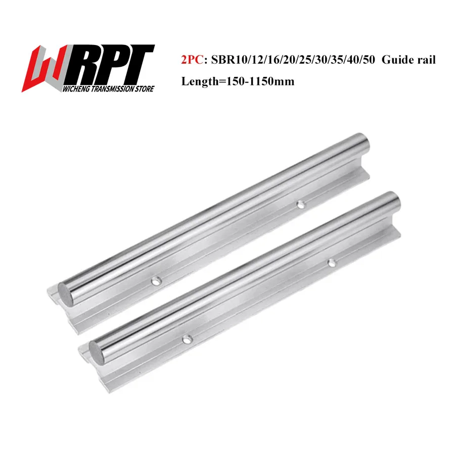 2PC Guide Rail SBR10 12 13 16 20 25 30 35 40 50 Linear Rail Length 150-1150mm Supported Linear Rail Shaft Rod For CNC 3D Printer