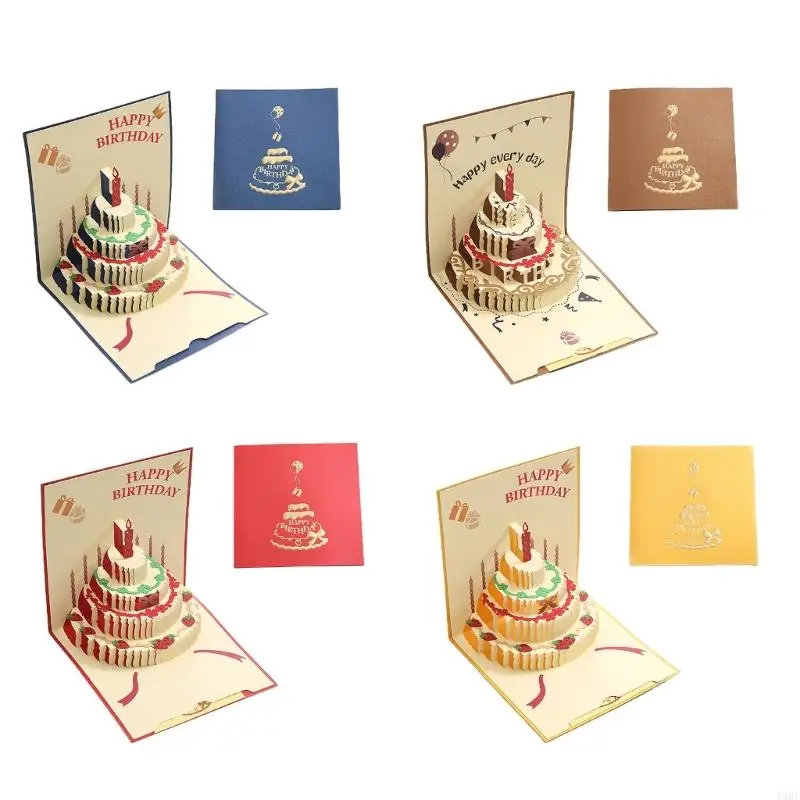 45BE Kue Ulang Tahun Pop-up Card 3D Kartu Ulang Tahun Kartu Ucapan Kartu Pos Hadiah