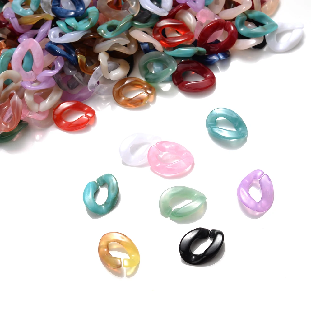 100 Stück 14x10mm Acryl-Mischfarben-Drehketten-Perlen, Kettenzubehör für die Schmuckherstellung, DIY-Armbänder, Halsketten – Detail 4