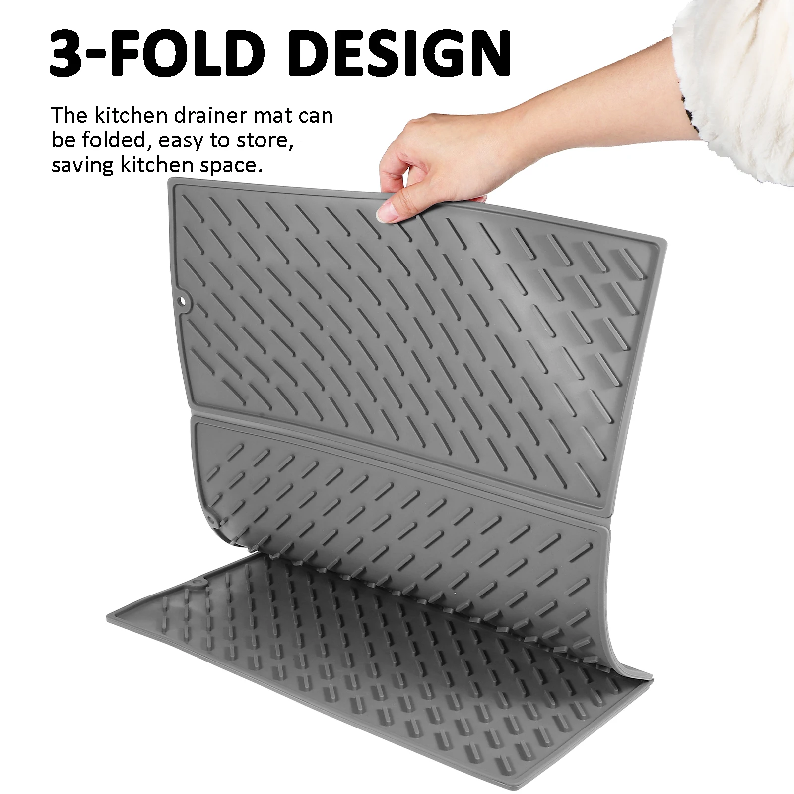 

Kitchen Drying Mat Silicone Dish Drainer Pad with Quick Dry Surface for Countertop Protection and Easy Storage