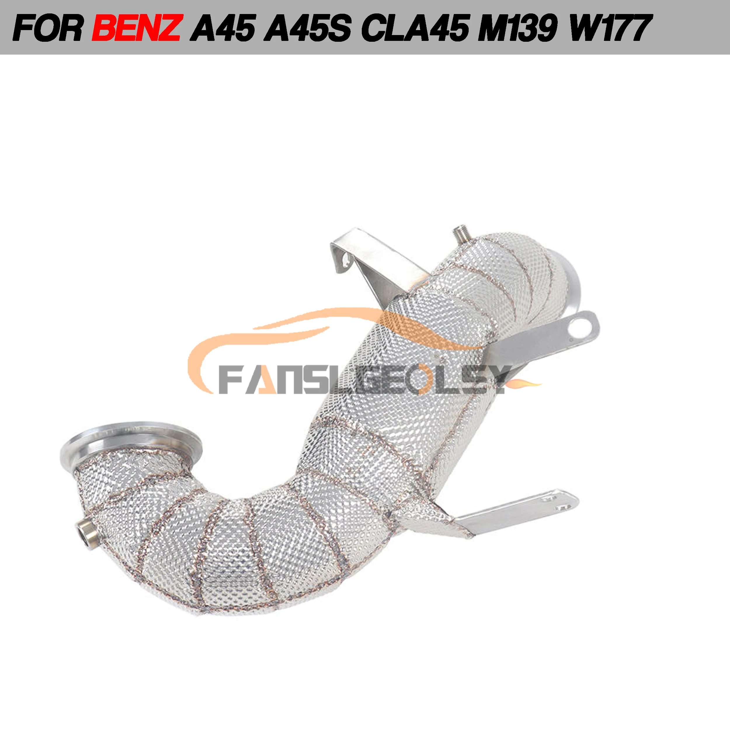 For Mercedes Benz A45 A45S CLA45 M139 W177 Steel Downpipe Performance Exhaust System Heat shield catalytic converter Header