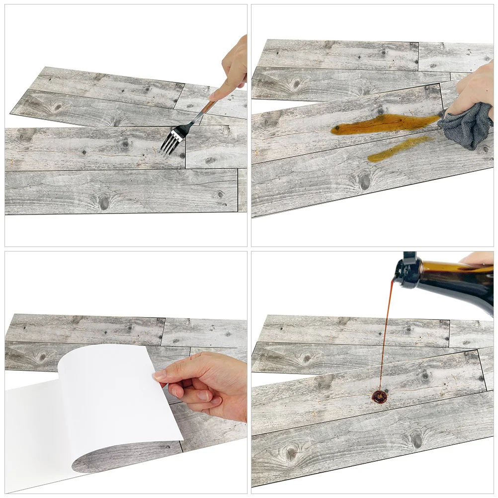 

5Pcs Self Adhesive Wood Grain Floor Tiles Peel Stick Durable PVC Floor Planks Sticker for Living Room Bedroom Home