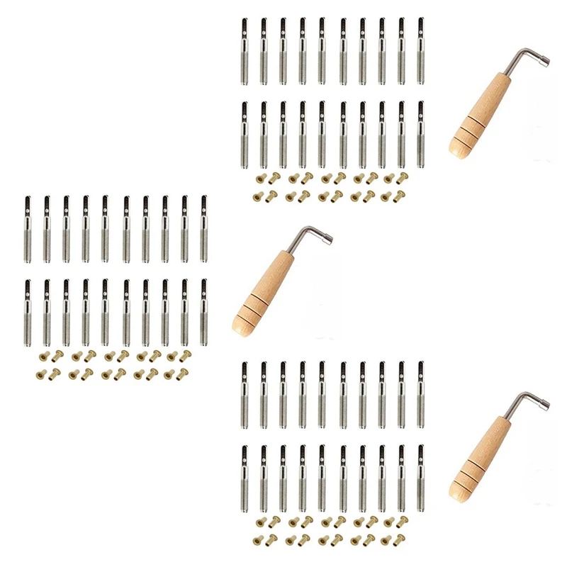 60 Pcs Tuning Pin Nails And 60Pcs Rivets,With L-Shape Tuning Wrench,For Lyre Harp Small Harp Musical Stringed Instrument