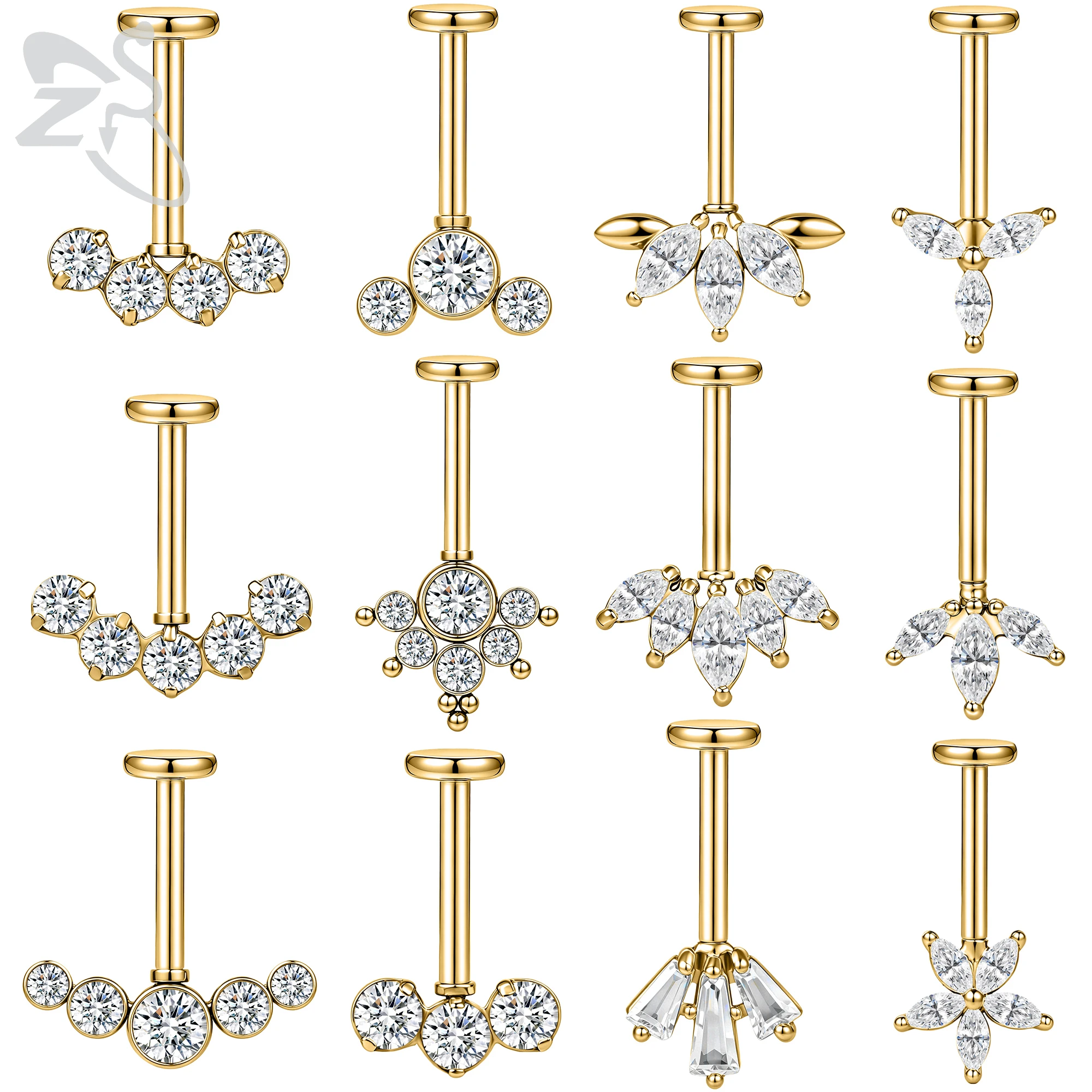 ZS 1ピース 16G ステンレス製 ラブレット リップピア - Body Jewelry Vertical Labret のレビューと価格