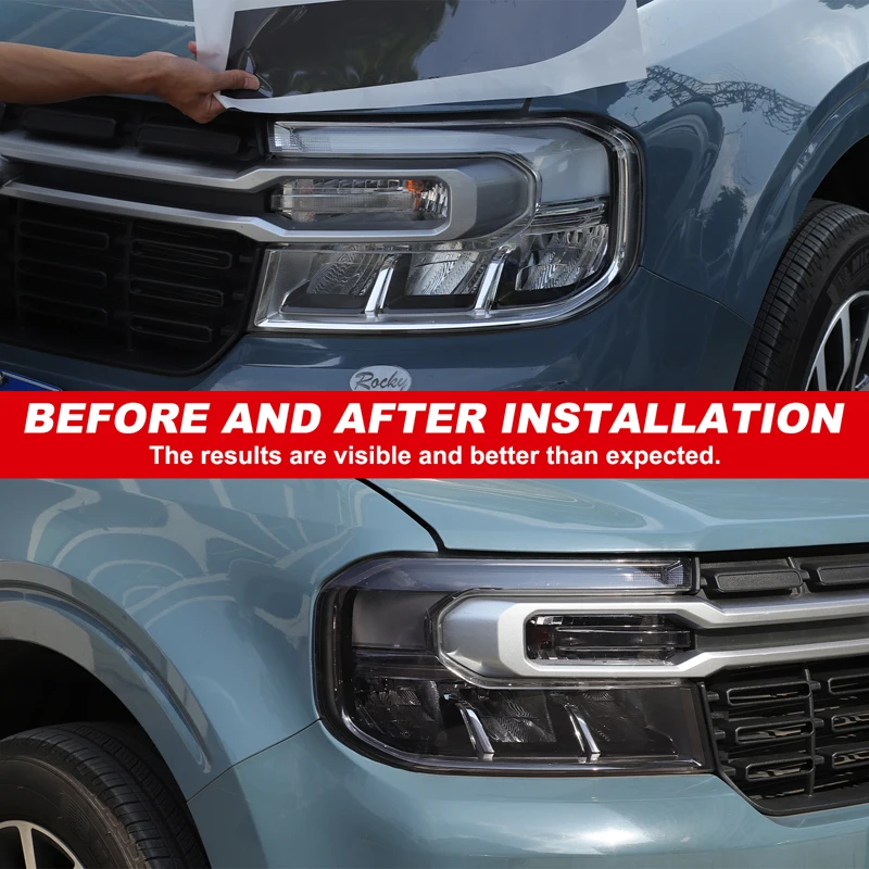 بولي كلوريد الفينيل سيارة الجبهة العلوي ضوء فيلم الكسوة ملصق واقية لفورد مافريك 2022 2023 2024 2025 اكسسوارات السيارات #2