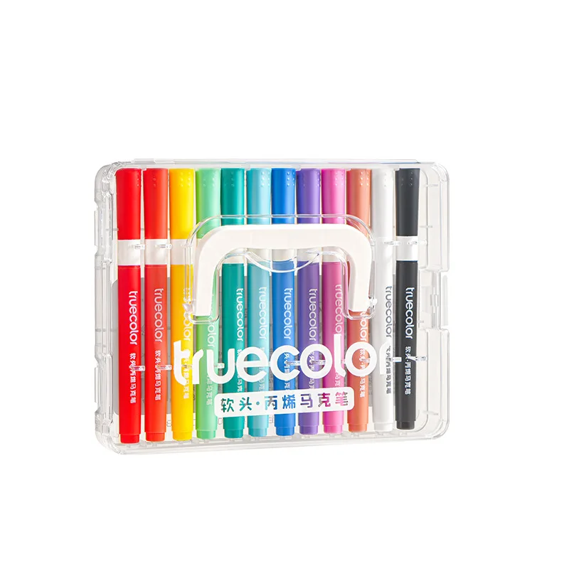 علامات طلاء أكريليك مقاومة للماء مكونة من 12 لونًا، طرف ناعم عديم الرائحة ومقاوم للبهتان، سريع الجفاف ومحمول لمحترفي المجلات الفنية والمسمار