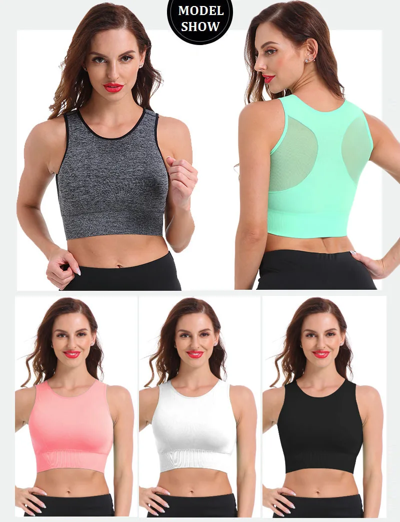 SEXYWG-Camisas De Yoga Para Mulheres, Top De Malha Respirável, Ginásio À Prova De Choque Correndo Sutiã Esportivo, Solid Seamless Fitness Vest, BH