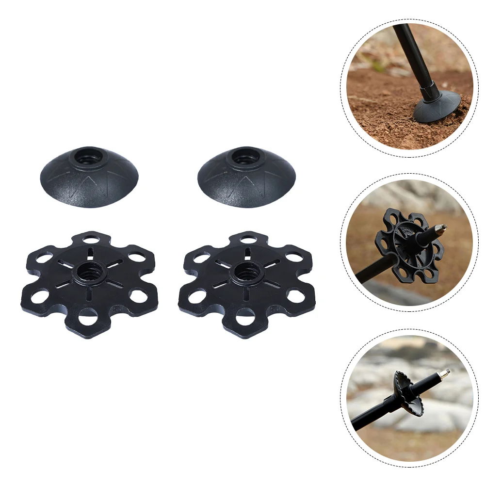 

6 Pcs Crutch Alpenstock Mud Tray Trekking Poles Tip Walking Stick Pad Rubber Foot Cover Snowflake Disk