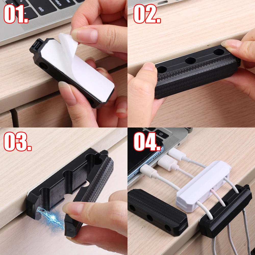 3 Hole Magnetic Cable Organizers Desktop Data Cord Headphone Wire Tidy Management Clips For Home Office Storage Accessories