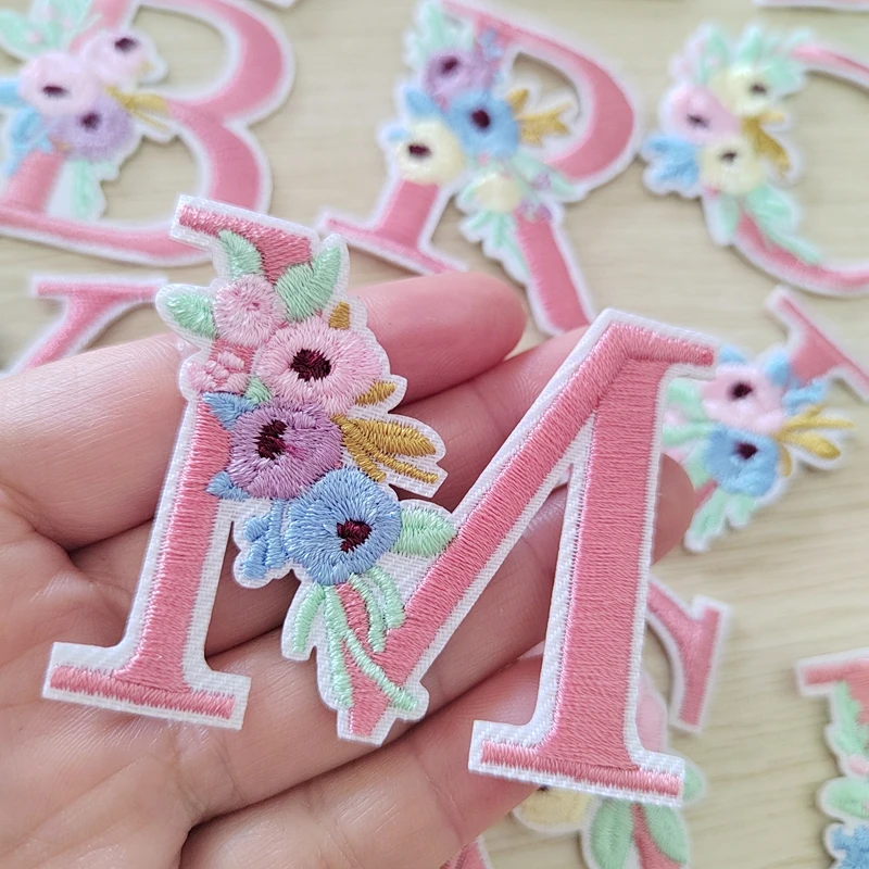 Fashion Cute Pink Letters Patch Embroidery Iron on Fabric Stickers  DIY Name Logo For Clothing Jeans Applique DIY Accessories