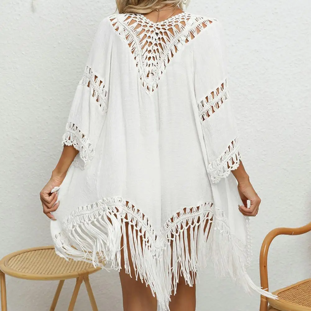 

Women Beach Cover Up Cardigan Stylish Crochet Knitted Beach Cover Ups for Women Sexy Lace-up V-neck Swimsuit Cardigan