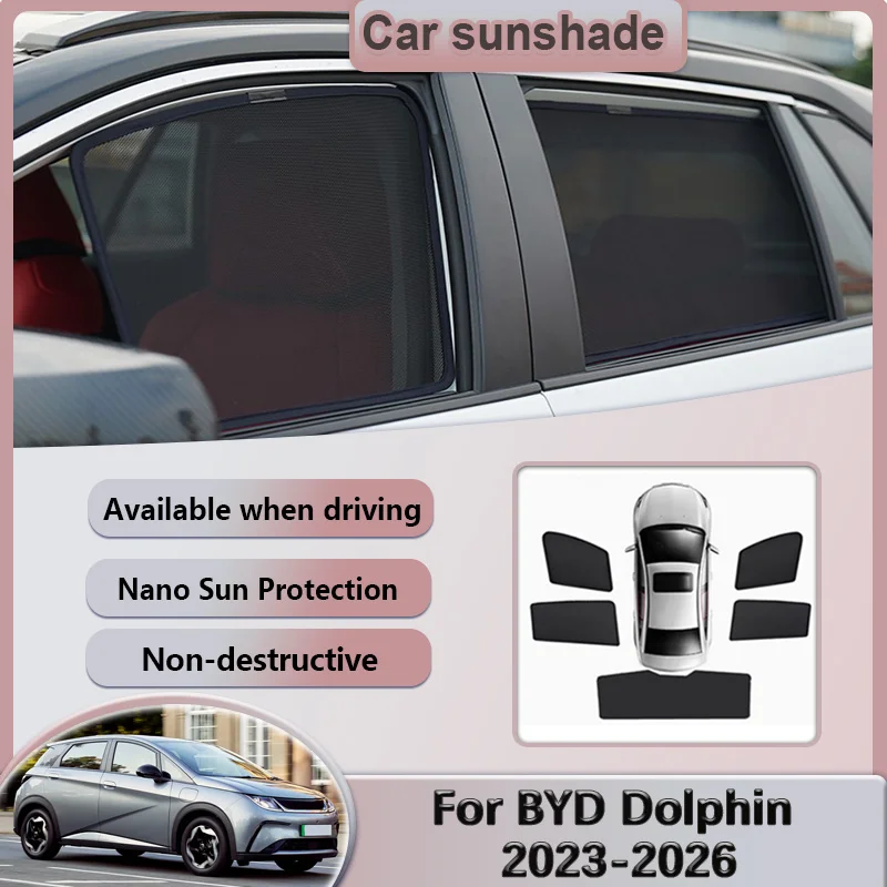 

Sun Visors For BYD Dolphin 2025 2023-2026 Car Mesh Sunshades Windshield Magnetic Sunscreen Privacy Curtains Auto Accessories