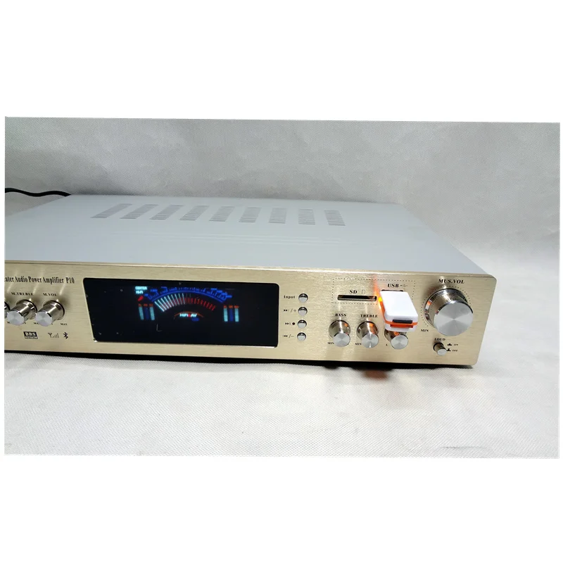 Amplificateur Audio stéréo avec Bluetooth AOP-P10, 5.1 canaux, HIFI, Home cinéma, numérique, karaoké, KTV, avec entrée Microphone USB SD