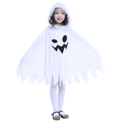 Child Boy Girl Cute White Ghost Demon Glow In The Dark Cape Cosplay Costume Kids Fancy Dress Performance Halloween Theme Party