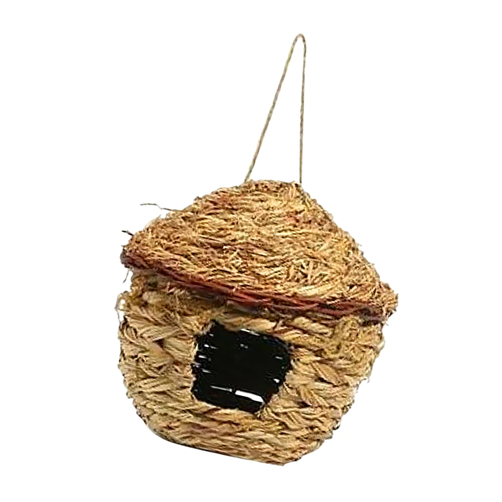 Handwoven Straw Bird Nest Parrot Hatching Breeding Grass Cave Garden Supply Grass Birds House Humming Bird Nest for Lawn Home