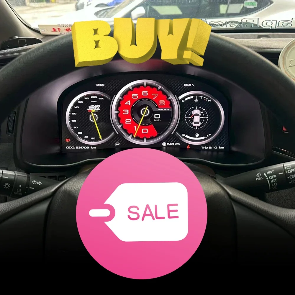 For Honda Fit / JAZZ 2014-2020 12.3 inch LCD Digital Cluster Smart Gauges Dashboard Speedometer Virtual Instrument Panel Upgrade