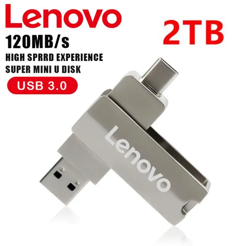 

Lenovo Mini Pen Drive 2TB 1TB 512GB Memory Portable Waterproof U Disk High-Speed USB3.0 Data Transmission Metal USB Flash Drive