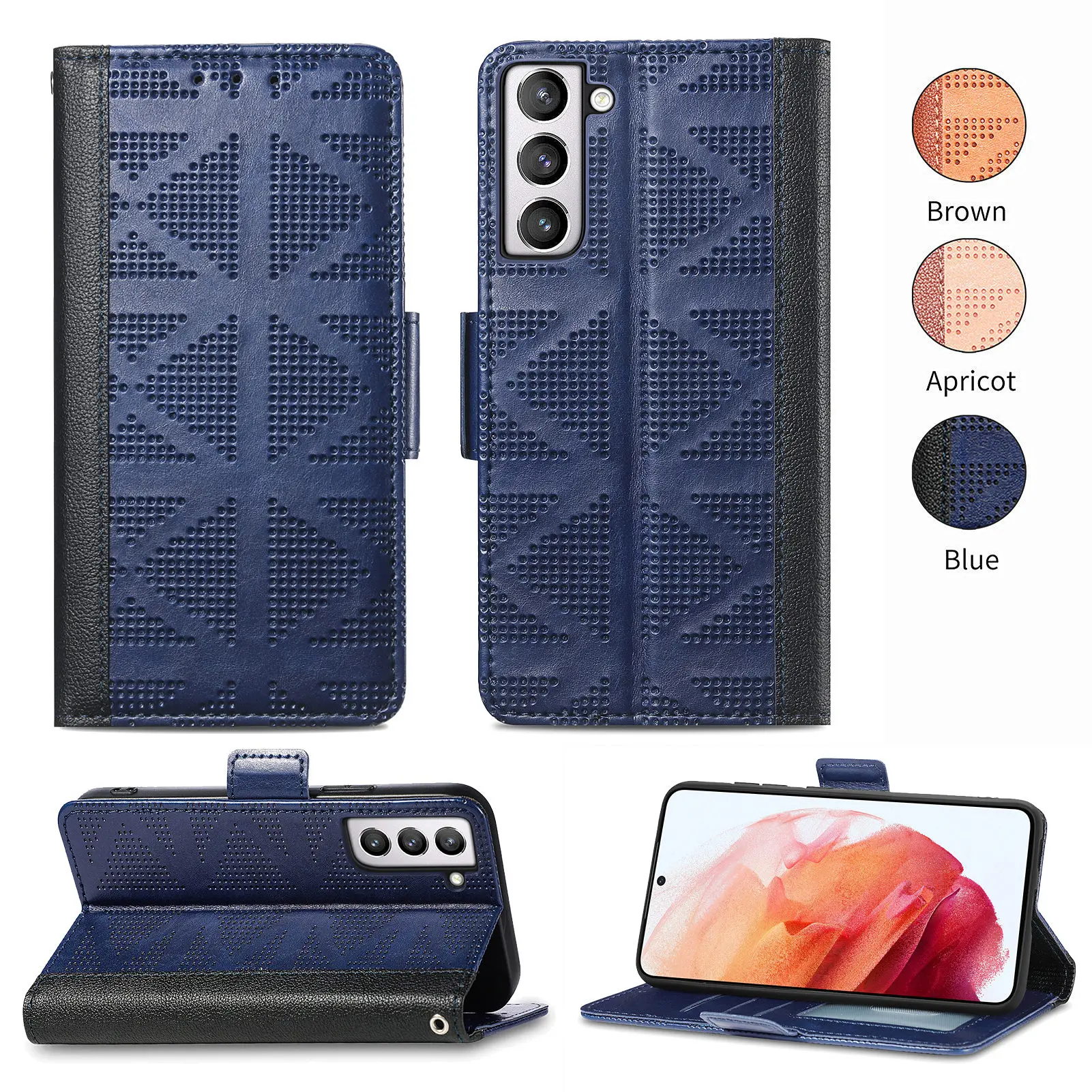 

Non-Fingerprint Kickstand Leather Case for Samsung Galaxy S22 Ultra S22ultra 5G S21 FE S20 Plus Anti-Scratch Card Slot Cover
