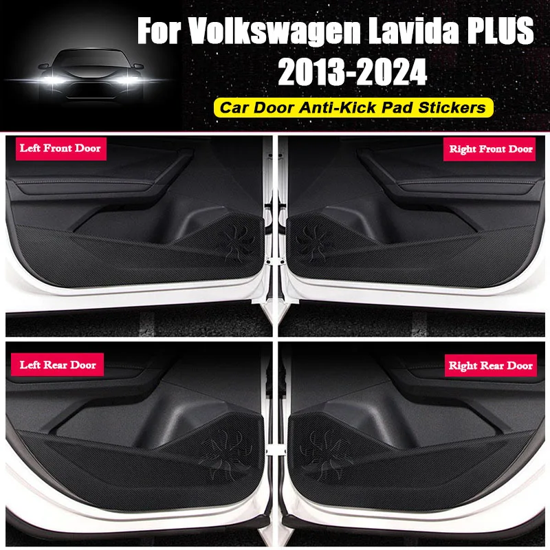 

For Volkswagen Lavida PLUS 2013-2023 2024 Car Door Anti-kick Pad Carbon Fiber Leather Mat Anti Kick Protective Film Sticker