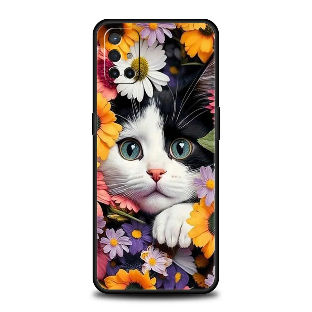 Phone Case For OnePlus 12 11 10 9 Pro 9T 12R 10R 9R 9RT 10T 8T 8 7 6T 7T Nord 2T CE 2 5G N200 N10 N100 Cover Cute Detection cat