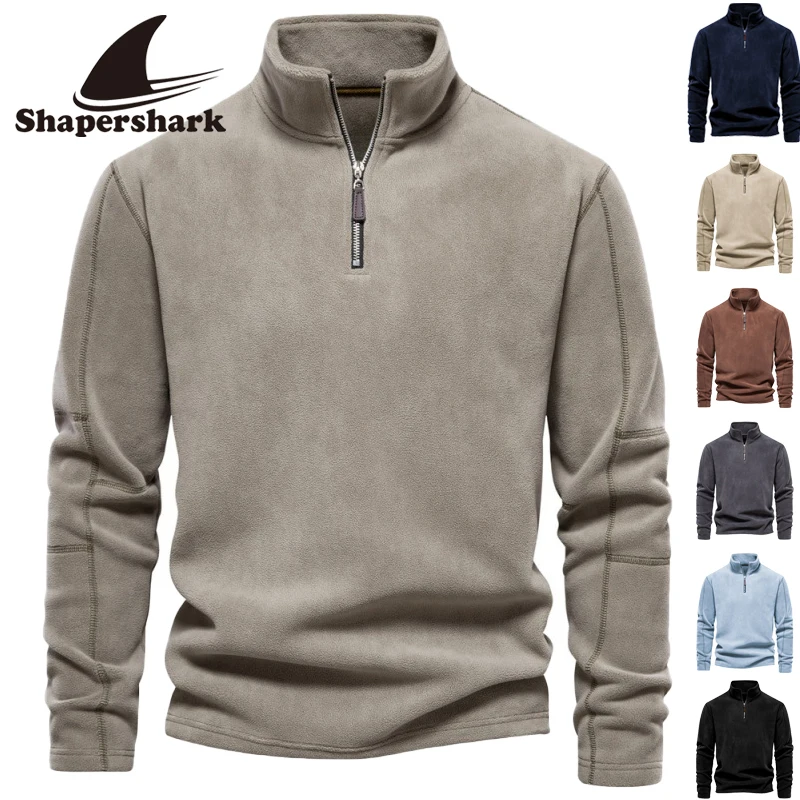 The Latest Winter-Quality Thickened Warm Wool Jacket, Men's Zipper Collar Pullover, Men's Sportswear, Soft-Shell Men's Jacket