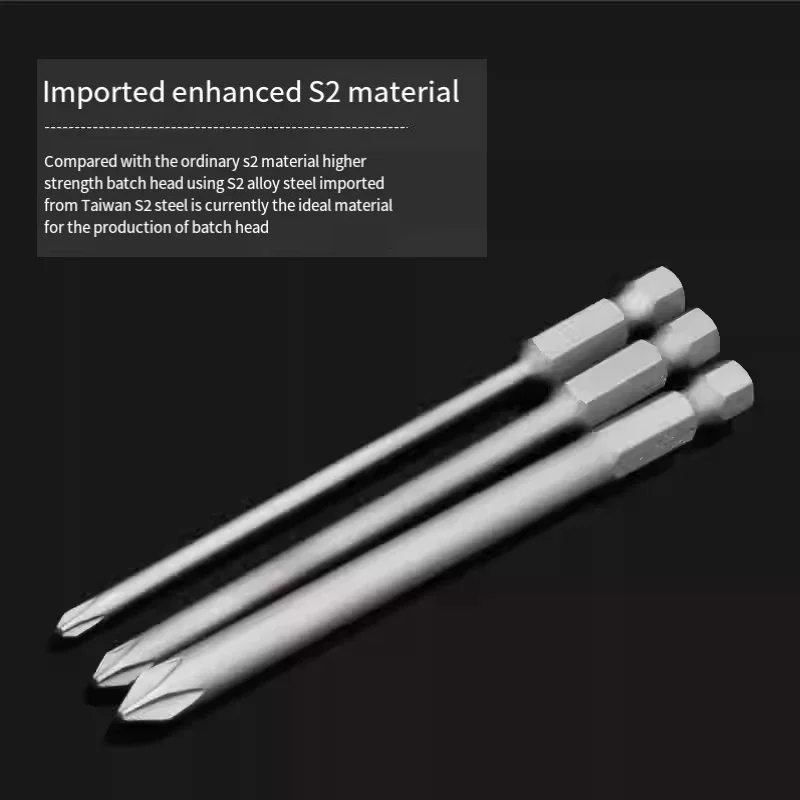 Electric Phillips Screwdriver Bit PH0 PH1 PH2 Strong Magnetic Batch Head 65mm/100mm Cross Screwdriver Bit Impact Driver